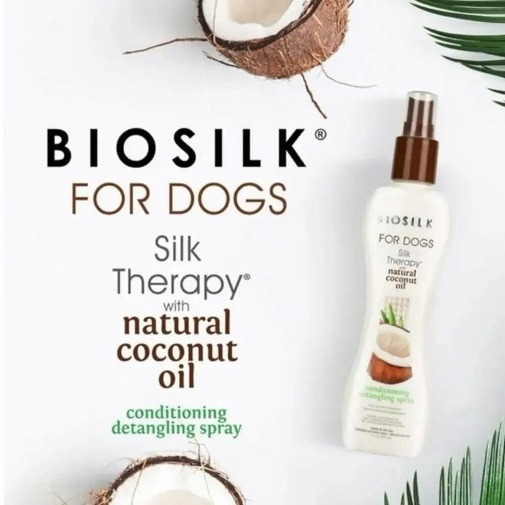 SET of TWO Biosilk for dogs - Silk Therapy Conditioning detangling Spray 7 Oz.